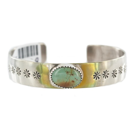 Navajo Handmade Certified Authentic Nickel Natural Turquoise Native American Bracelet 13019-8 Navajo Handmade Certified Authentic Nickel Natural Turquoise Native American Bracelet 13019-8