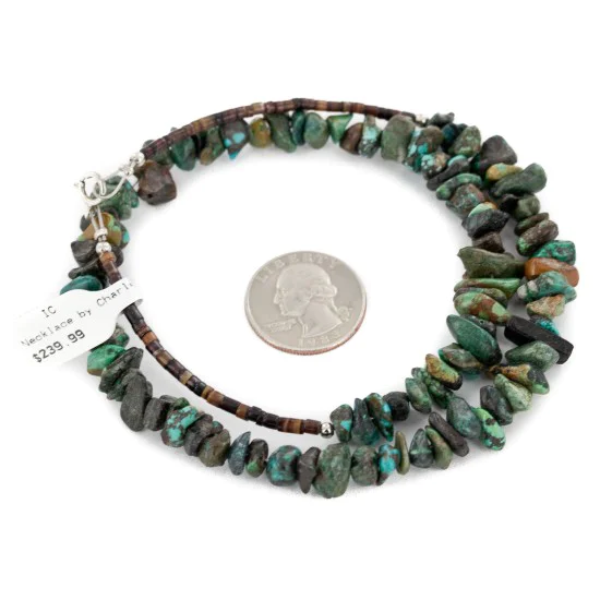 .925 Sterling Silver Certified Authentic Navajo Natural Turquoise Chain Native American Necklace 15797-2 .925 Sterling Silver Certified Authentic Navajo Natural Turquoise Chain Native American Necklace 15797-2