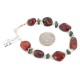 Certified Authentic Navajo .925 Sterling Silver Natural Turquoise and Red Jasper Native American Bracelet 13020-2