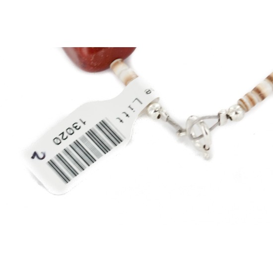 Certified Authentic Navajo .925 Sterling Silver Natural Turquoise and Red Jasper Native American Bracelet 13020-2