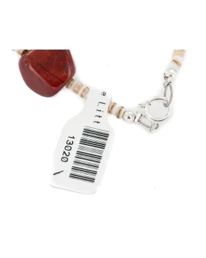 Certified Authentic Navajo .925 Sterling Silver Natural Turquoise and Red Jasper Native American Bracelet 13020-1
