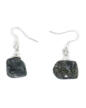 Certified Authentic .925 Sterling Silver Hooks Natural Jasper Dangle Native American Earrings 18158