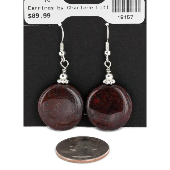 Certified Authentic .925 Sterling Silver Hooks Natural Red Jasper Dangle Native American Earrings 18157 Certified Authentic .925 Sterling Silver Hooks Natural Red Jasper Dangle Native American Earrings 18157