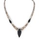 Certified Authentic Arrow Navajo .925 Sterling Silver Natural Graduated Melon Shell Black Onyx Native American Necklace 17082