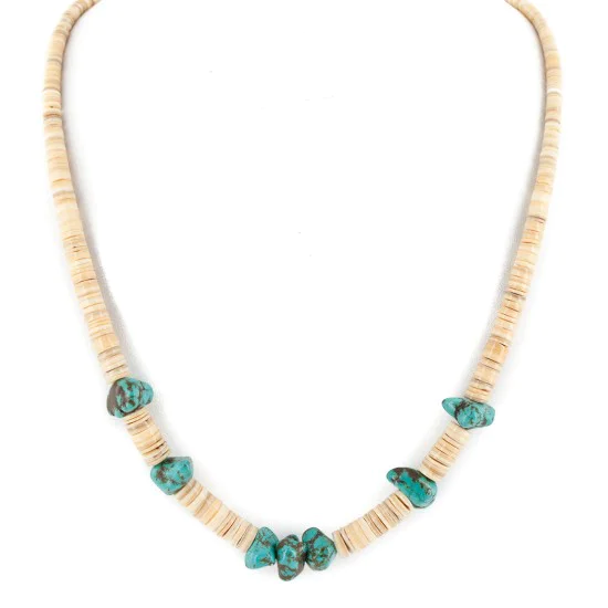 Certified Authentic Navajo .925 Sterling Silver Natural Graduated Melon Shell Native American Necklace 15364-32