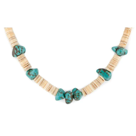 Certified Authentic Navajo .925 Sterling Silver Natural Graduated Melon Shell Native American Necklace 15364-32