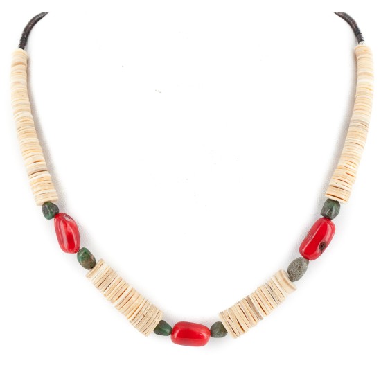 Certified Authentic Navajo .925 Sterling Silver Natural Turquoise Graduated Melon Shell Coral Native American Necklace 25228-1 Certified Authentic Navajo .925 Sterling Silver Natural Turquoise Graduated Melon Shell Coral Native American Necklace 25228-1