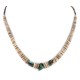 Certified Authentic Navajo .925 Sterling Silver Natural Turquoise Graduated Melon Shell Native American Necklace 15427-6