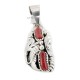 Handmade Certified Authentic Navajo .925 Sterling Silver Coral Native American Pendant 26211-2