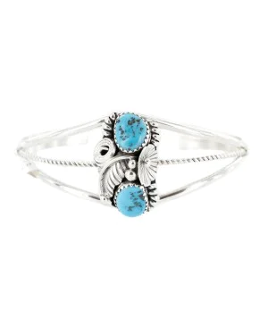 Handmade Certified Authentic Navajo .925 Sterling Silver Natural Turquoise Native American Bracelet 13021