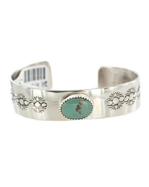 Navajo Handmade Nickel Natural Turquoise Bracelet NB160121002836