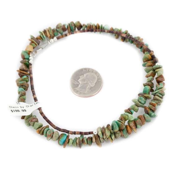 .925 Sterling Silver Certified Authentic Navajo Natural Turquoise Chain Native American Necklace 17067 .925 Sterling Silver Certified Authentic Navajo Natural Turquoise Chain Native American Necklace 17067