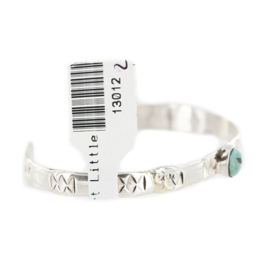 Handmade Certified Authentic Navajo .925 Sterling Silver Natural Turquoise Baby Native American Bracelet 13012-2 Handmade Certified Authentic Navajo .925 Sterling Silver Natural Turquoise Baby Native American Bracelet 13012-2
