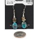 Certified Authentic .925 Sterling Silver Hooks Dangle Natural Turquoise Abalone Native American Earrings 18137-5