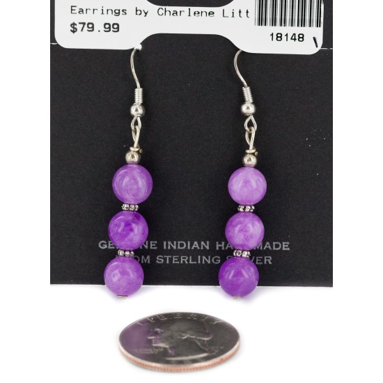 Certified Authentic .925 Sterling Silver Hooks Dangle Natural Purple Quartz Earrings 18148-1 All Products NB160117015059 18148-1 (by LomaSiiva)