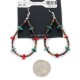 Certified Authentic Dangle .925 Sterling Silver Hooks Natural Turquoise Heishi Coral Hoop Native American Dangle Earrings 18013-30