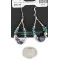 Certified Authentic .925 Sterling Silver Hooks Dangle Natural Turquoise Lapis Hoop Native American Earrings 18141