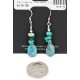 Certified Authentic .925 Sterling Silver Hooks Dangle Natural Turquoise Native American Earrings 18137-3