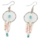 Certified Authentic .925 Sterling Silver Dangle Natural Turquoise Heishi Dreamcatcher Native American Earrings 27207