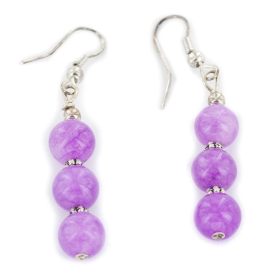 Certified Authentic .925 Sterling Silver Hooks Dangle Natural Purple Quartz Earrings 18148-1 All Products NB160117015059 18148-1 (by LomaSiiva)
