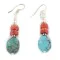 Certified Authentic .925 Sterling Silver Hooks Dangle Natural Turquoise Coral Native American Earrings 18137-1 Certified Authentic .925 Sterling Silver Hooks Dangle Natural Turquoise Coral Native American Earrings 18137-1