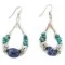 Certified Authentic .925 Sterling Silver Hooks Dangle Natural Turquoise Lapis Hoop Native American Earrings 18141