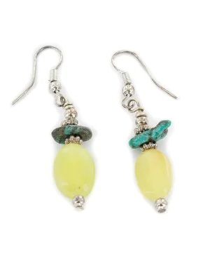 Certified Authentic .925 Sterling Silver Hooks Dangle Natural Turquoise Yellow Quartz Native American Earrings 18147 Certified Authentic .925 Sterling Silver Hooks Dangle Natural Turquoise Yellow Quartz Native American Earrings 18147