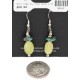 Certified Authentic .925 Sterling Silver Hooks Dangle Natural Turquoise Yellow Quartz Native American Earrings 18147