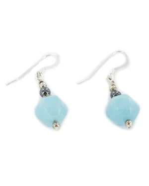 Certified Authentic Navajo .925 Sterling Silver Hooks Dangle Natural Blue Quartz Hematite Native American Earrings 18148-2 Certified Authentic Navajo .925 Sterling Silver Hooks Dangle Natural Blue Quartz Hematite Native American Earrings 18148-2
