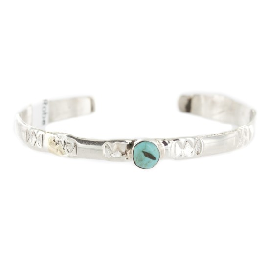 Handmade Certified Authentic Navajo .925 Sterling Silver Natural Turquoise Baby Native American Bracelet 13012-2 Handmade Certified Authentic Navajo .925 Sterling Silver Natural Turquoise Baby Native American Bracelet 13012-2