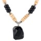 Certified Authentic .925 Sterling Silver Navajo Natural Graduated Melon Shell Black Onyx Native American Necklace 17085
