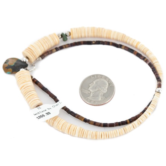 Certified Authentic Navajo .925 Sterling Silver Natural Graduated Melon Shell Turquoise Native American Necklace 17084-30 Certified Authentic Navajo .925 Sterling Silver Natural Graduated Melon Shell Turquoise Native American Necklace 17084-30