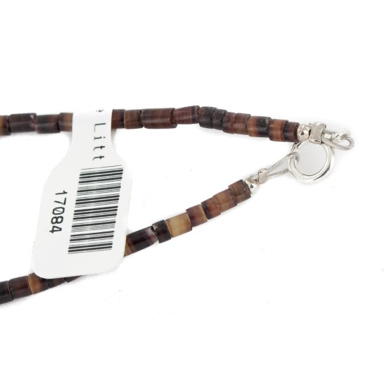Certified Authentic Navajo .925 Sterling Silver Natural Graduated Melon Shell Turquoise Native American Necklace 17084-30 Certified Authentic Navajo .925 Sterling Silver Natural Graduated Melon Shell Turquoise Native American Necklace 17084-30