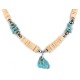 Certified Authentic Navajo .925 Sterling Silver Natural Turquoise Graduated Melon Shell Native American Necklace 15412-5 Certified Authentic Navajo .925 Sterling Silver Natural Turquoise Graduated Melon Shell Native American Necklace 15412-5