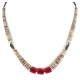 Certified Authentic .925 Sterling Silver Navajo Coral Natural Graduated Heishi Turquoise Native American Necklace 17083-09 Certified Authentic .925 Sterling Silver Navajo Coral Natural Graduated Heishi Turquoise Native American Necklace 17083-09