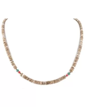 Certified Authentic .925 Sterling Silver Navajo Coral Natural Graduated Heishi Turquoise Native American Necklace 25231-10