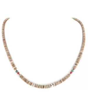 Certified Authentic Navajo .925 Sterling Silver Coral Natural Turquoise and Graduated Heishi Native American Necklace 25231-7