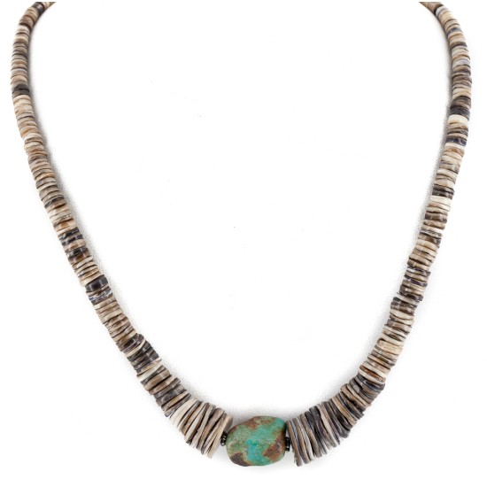 Certified Authentic Navajo .925 Sterling Silver Natural Graduated Heishi Turquoise Native American Necklace 7501008-717 Certified Authentic Navajo .925 Sterling Silver Natural Graduated Heishi Turquoise Native American Necklace 7501008-717
