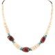 Certified Authentic Navajo .925 Sterling Silver Natural Turquoise Graduated Melon Shell and Red Jasper Native American Necklace 25235-3 Certified Authentic Navajo .925 Sterling Silver Natural Turquoise Graduated Melon Shell and Red Jasper Native American Necklace 25235-3