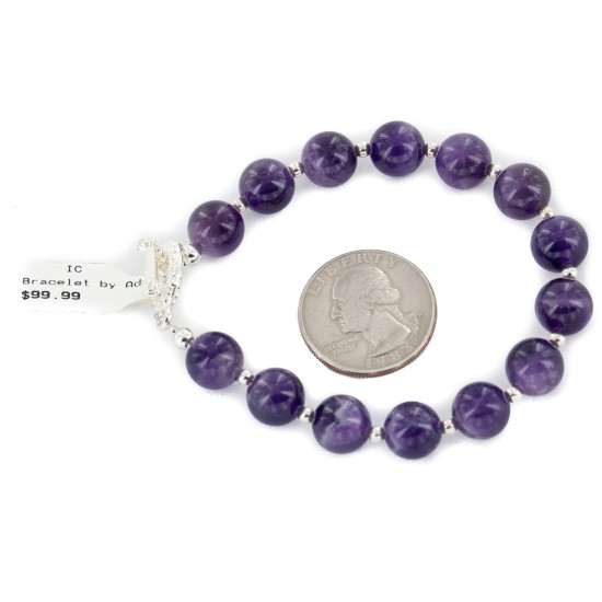 Certified Authentic Navajo Nickel Natural Amethyst Native American Bracelet 13025-2 Certified Authentic Navajo Nickel Natural Amethyst Native American Bracelet 13025-2