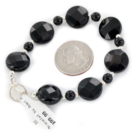 Certified Authentic Navajo Nickel Natural Black Onyx Native American Bracelet 13025-4 Certified Authentic Navajo Nickel Natural Black Onyx Native American Bracelet 13025-4