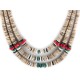 Certified Authentic 3 Strand Navajo .925 Sterling Silver Natural Turquoise Coral Graduated Heishi Native American Necklace 15931-1 Certified Authentic 3 Strand Navajo .925 Sterling Silver Natural Turquoise Coral Graduated Heishi Native American Necklace 15931-1