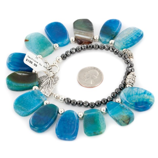Certified Authentic Navajo Nickel Dyed Quartz Hematite Native American Necklace 25321-1 Certified Authentic Navajo Nickel Dyed Quartz Hematite Native American Necklace 25321-1
