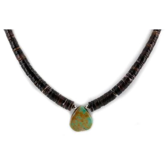 Certified Authentic Drop Navajo .925 Sterling Silver Natural Turquoise Graduated Heishi Native American Necklace 7501008-52 Certified Authentic Drop Navajo .925 Sterling Silver Natural Turquoise Graduated Heishi Native American Necklace 7501008-52