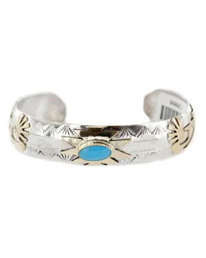 12kt Gold Filled and .925 Sterling Silver Kokopelli Certified Authentic Handmade Navajo Natural Turquoise Native American Bracelet 12966 12kt Gold Filled and .925 Sterling Silver Kokopelli Certified Authentic Handmade Navajo Natural Turquoise Native American Bracelet 12966