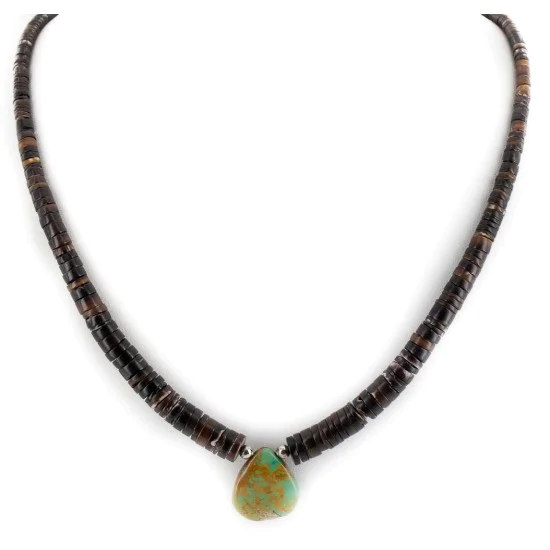 Certified Authentic Drop Navajo .925 Sterling Silver Natural Turquoise Graduated Heishi Native American Necklace 7501008-52 Certified Authentic Drop Navajo .925 Sterling Silver Natural Turquoise Graduated Heishi Native American Necklace 7501008-52