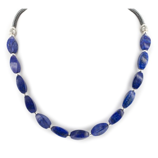 Certified Authentic Navajo Nickel Natural Lapis Lazuli Hematite Native American Necklace 25320-2 Certified Authentic Navajo Nickel Natural Lapis Lazuli Hematite Native American Necklace 25320-2