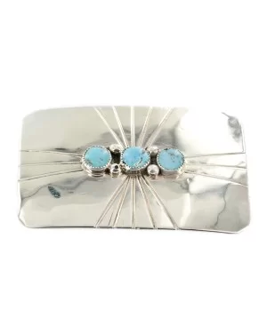 Handmade Certified Authentic Navajo Nickel Natural Turquoise Native American Buckle 1210