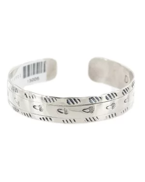 Nickel Navajo Bearpaw Handmade Certified Authentic Native American Bracelet 13006