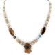 Turtle Certified Authentic Navajo .925 Sterling Silver Natural Turquoise Graduated Melon Shell Tigers Eye Native American Necklace 790108